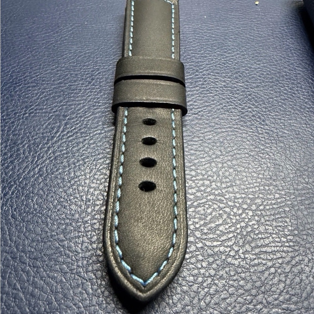 Authentic Panerai Black Calf Strap Black And Blue Stich 24/22mm STD